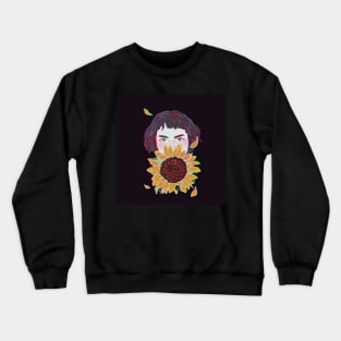 Girl with Sunflower Sketch Crewneck Sweatshirt